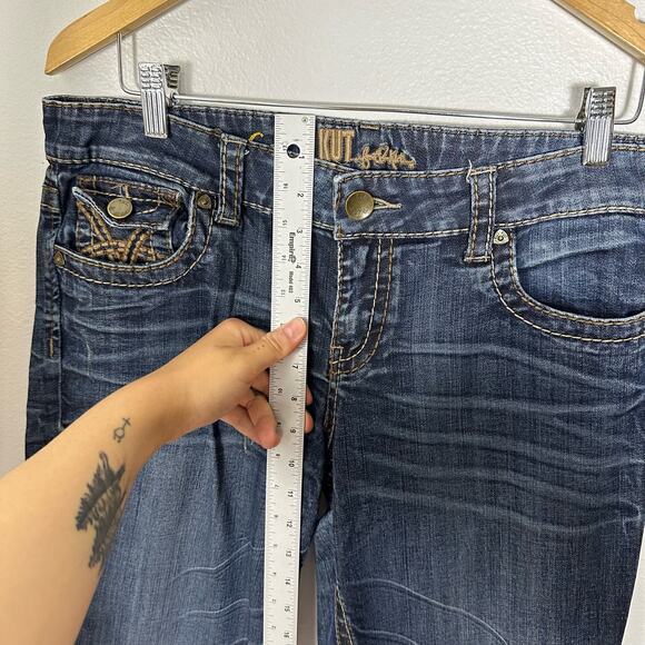 KUT From The Kloth Kate So Low Rise Boot Cut Jeans Women's Flap Pocket Size 10 - Picture 12 of 13
